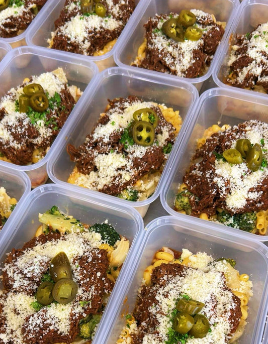 BBQ Brisket Mac n Cheese 592kcal, 65g carb, 17g fat, 45g protein (Sun/Mon - Delivery)