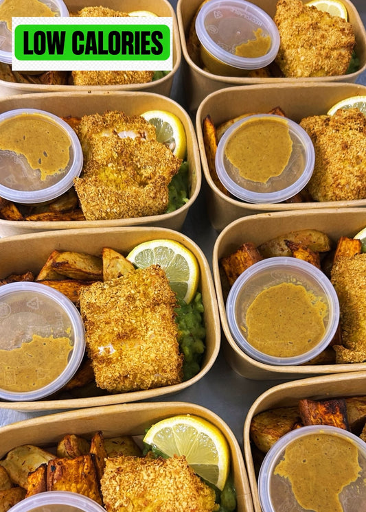 Fish and Chips 500kcal, 80g carb, 6g fat, 35g protein (Wed/Thur - Delivery)