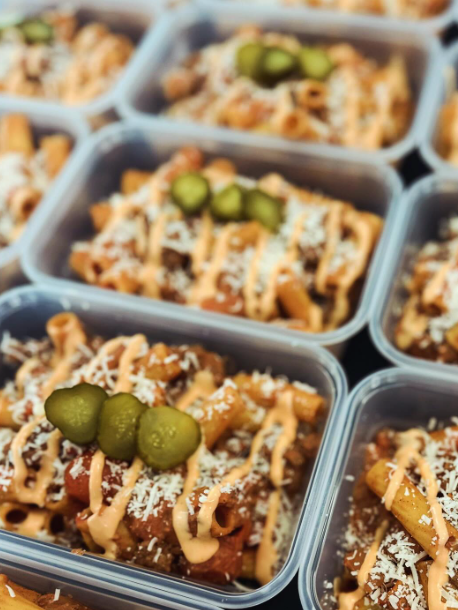 Cheeseburger Pasta 594kcal, 69g carbs, 14g fat, 42g protein (Sun/Mon - Delivery)