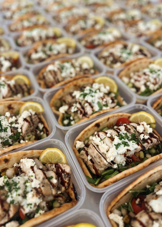 Chicken Gyros Flatbread 467kcal, 51g carb, 11g fat, 38g protein (Wed/Thur - Delivery)